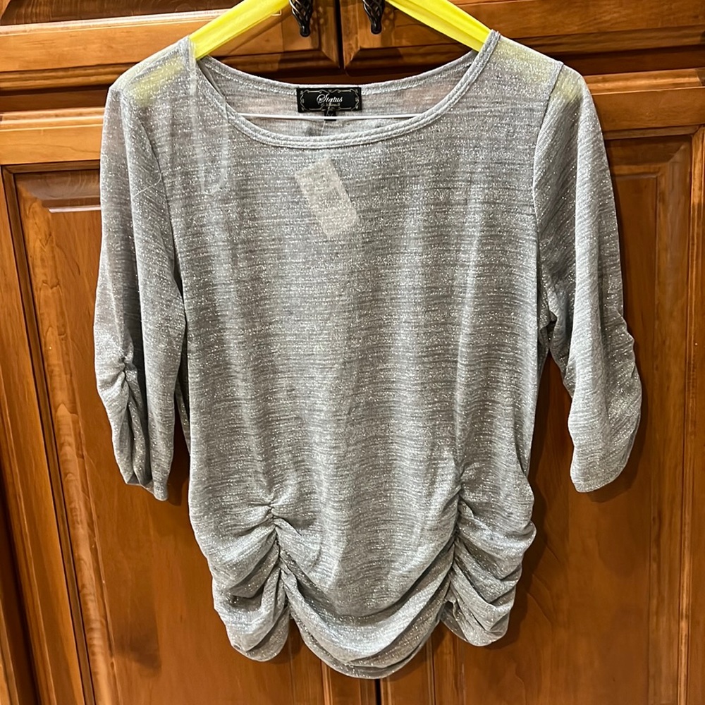 #17 - Chenault, Silver dressy top. Size XL
